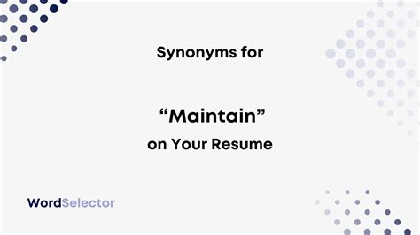 Another word for maintain on resume - Pick a time when you had to work under pressure, write down what you did and what the result was, and list it in bullet point format underneath your job title. For example: Growthsi, San Francisco, CA, 2013 – 2015. Customer Service Assistant. - Exhibited a sense of urgency as well as exceptional problem solving and active listening skills to ... 